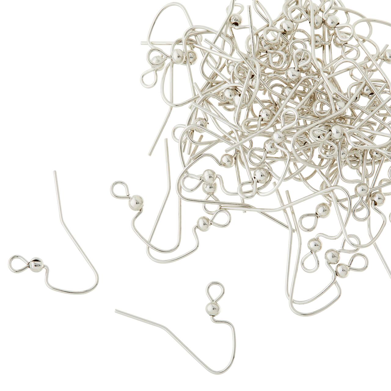 12 Pack: Rhodium Fishhook Earring with Ball by Bead Landing™